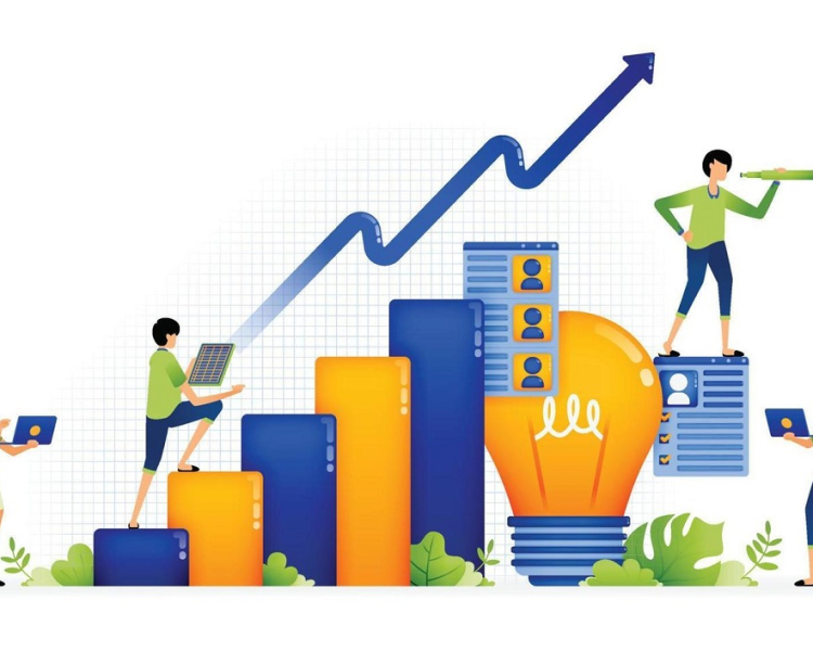 illustration-of-ideas-in-increasing-the-achievement-of-sales-and-company-profits-in-the-long-term-designed-for-website-landing-page-flyer-banner-apps-brochure-startup-media-company-free-vector
